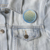 Blume des Lebens / Lebensgefühl - GOLD blau Button (Beispiel)