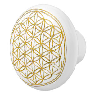 Blume des Lebens / Lebensgefühl - Gold Keramikknauf