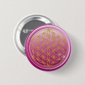 Blume des Lebens / Lebensgefühl - GOLD-Pflaume Button (Vorne & Hinten)
