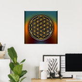 Blume des Lebens / Lebensgefühl - Gold Poster (Heimbüro)