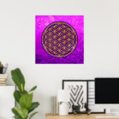 Blume des Lebens / Lebensgefühl - Gold Poster (Heimbüro)