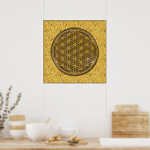 Blume des Lebens / Lebensgefühl - Gold Poster (Küche)