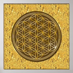 Blume des Lebens / Lebensgefühl - Gold Poster