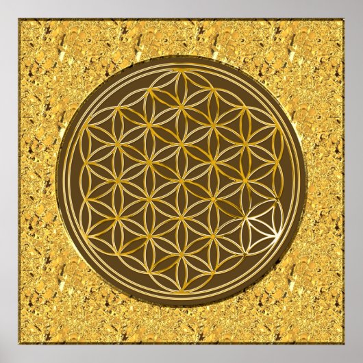 Blume des Lebens / Lebensgefühl - Gold Poster (Vorne)