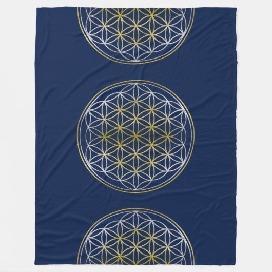 Blume des Lebens / Lebensgefühl - Gold - Silber Fleecedecke (Vorderseite)