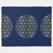 Blume des Lebens / Lebensgefühl - Gold - Silber Fleecedecke (Vorderseite (Horizontal))