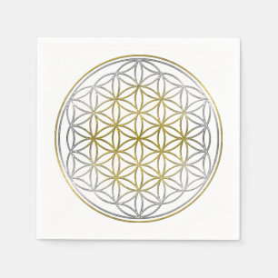 Blume des Lebens / Lebensgefühl - Gold - Silber Serviette