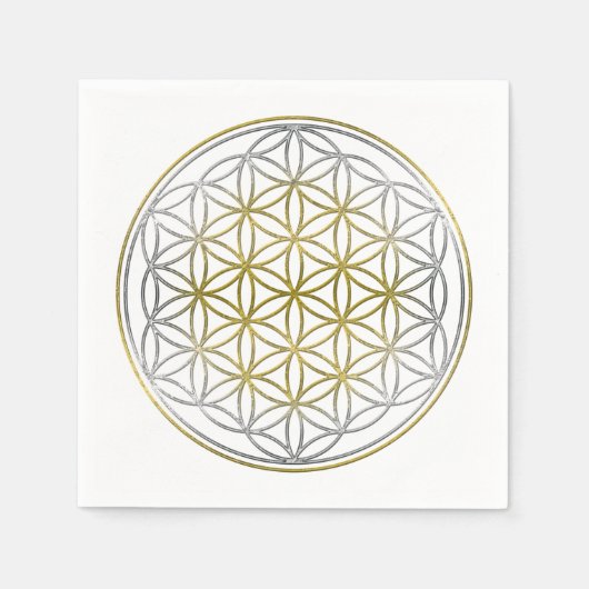 Blume des Lebens / Lebensgefühl - Gold - Silber Serviette (Vorderseite)