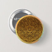 Blume des Lebens / Lebensgefühl - Goldmedaille Button (Vorne & Hinten)
