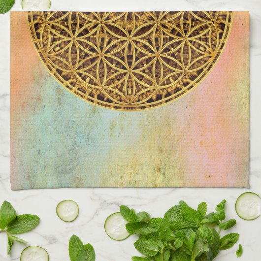 Blume des Lebens / Lebensgefühl - Goldmedaille Küchentuch (Gefaltet)