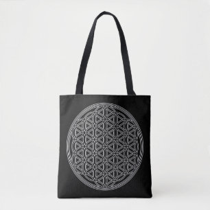 Blume des Lebens / Lebensgefühl - Kontur weiß Tasche
