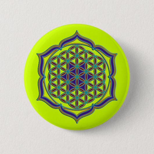 Blume des Lebens / Lebensgefühl - Lotus Contour Button (Vorderseite)