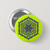 Blume des Lebens / Lebensgefühl - Lotus Contour Button (Vorne & Hinten)