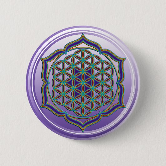 Blume des Lebens / Lebensgefühl - Lotus Contour Button (Vorderseite)