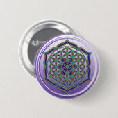 Blume des Lebens / Lebensgefühl - Lotus Contour Button (Vorne & Hinten)