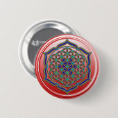 Blume des Lebens / Lebensgefühl - Lotus Contour Button (Vorne & Hinten)