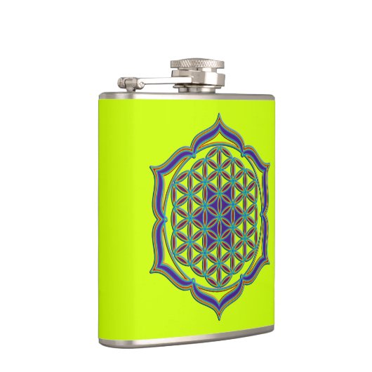 Blume des Lebens / Lebensgefühl - Lotus Contour Flachmann (Rechts)