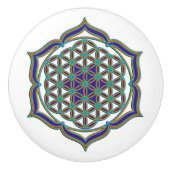 Blume des Lebens / Lebensgefühl - Lotus Contour Keramikknauf (Vorderseite)