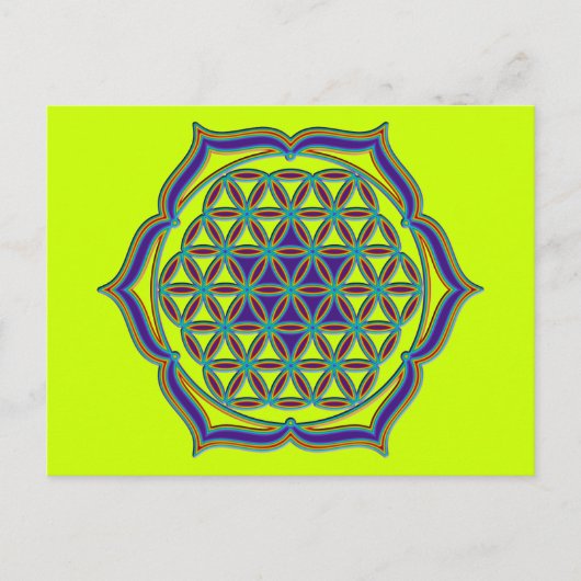 Blume des Lebens / Lebensgefühl - Lotus Contour Postkarte (Vorderseite)