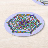 Blume des Lebens / Lebensgefühl - Lotus Contour Runder Pappuntersetzer (Angewinkelt)