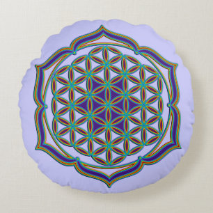 Blume des Lebens / Lebensgefühl - Lotus Contour Rundes Kissen