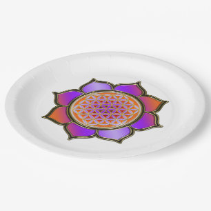 Blume des Lebens / Lebensgefühl - Lotus violet Pappteller