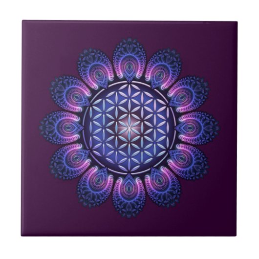 BLUME DES LEBENS / Lebensgefühl - Mandala II Fliese (Vorderseite)