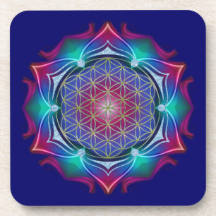 BLUME DES LEBENS / Lebensgefühl - Mandala IV Getränkeuntersetzer
