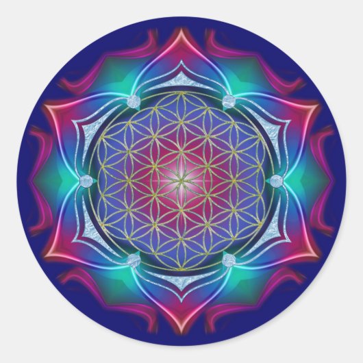 BLUME DES LEBENS / Lebensgefühl - Mandala IV Runder Aufkleber (Vorderseite)