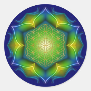 BLUME DES LEBENS / Lebensgefühl - Mandala V Runder Aufkleber