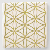 Blume des Lebens / Lebensgefühl - Muster Gold Steinuntersetzer (Vorderseite)