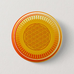 Blume des Lebens / Lebensgefühl - Orange Button