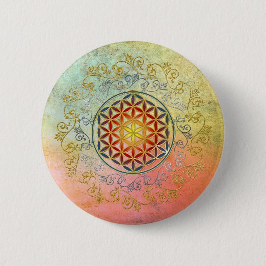 Blume des Lebens / Lebensgefühl - Ornament IV BG Button (Vorderseite)