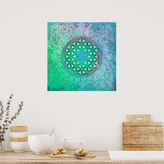 Blume des Lebens / Lebensgefühl - Ornament IV Poster (Küche)