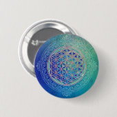 Blume des Lebens / Lebensgefühl - Ornament VI Button (Vorne & Hinten)