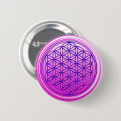 Blume des Lebens / Lebensgefühl - pinkblau Button (Vorne & Hinten)