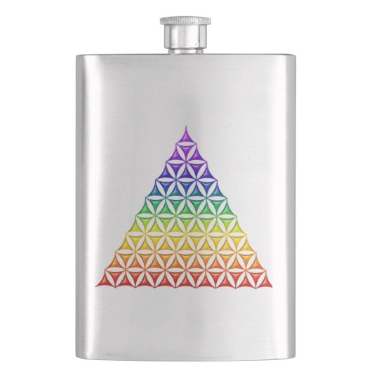Blume des Lebens / Lebensgefühl - Pyramidenschakra Flachmann (Vorderseite)