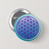 Blume des Lebens / Lebensgefühl - rosa blauer Zyan Button (Vorne & Hinten)