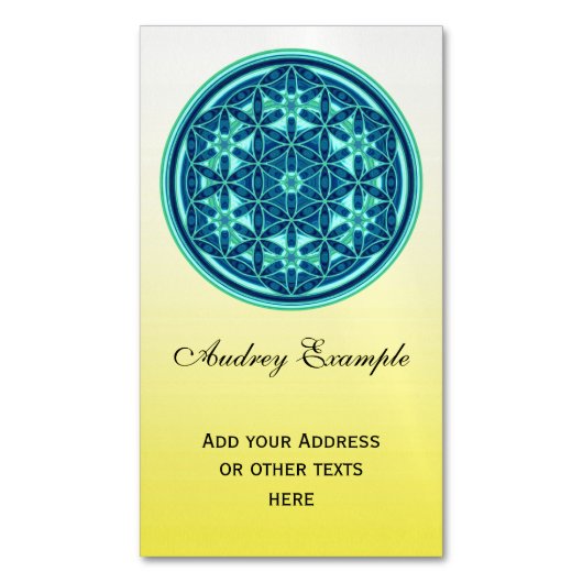 Blume des Lebens / Lebensgefühl - Schaltfläche I Magnetische Visitenkarte (Vorderseite Vertikal)