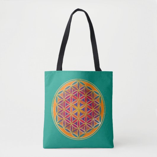 Blume des Lebens / Lebensgefühl - Schaltfläche III Tasche (Vorderseite)