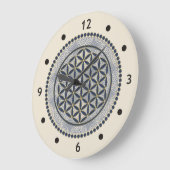 Blume des Lebens / Lebensgefühl - Schaltfläche IX Große Wanduhr (Winkel)