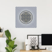 Blume des Lebens / Lebensgefühl - Schaltfläche IX Poster (Heimbüro)