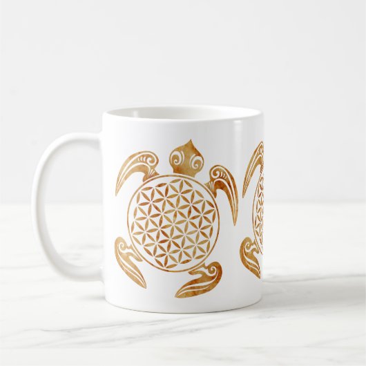 Blume des Lebens / Lebensgefühl - Schildkröte Kaffeetasse (Links)