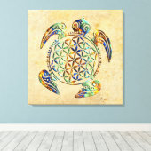Blume des Lebens / Lebensgefühl - Schildkröte Leinwanddruck (Insitu (Holzboden))