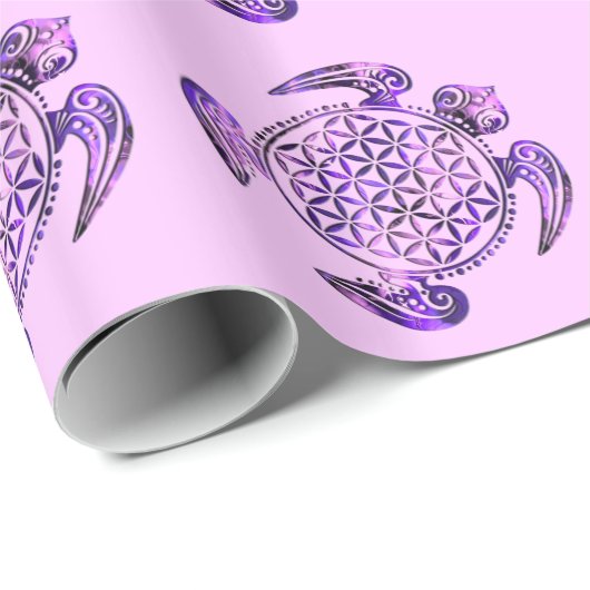 Blume des Lebens / Lebensgefühl - Schildkröte lila Geschenkpapier (Rolleneckpunkt)