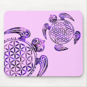 Blume des Lebens / Lebensgefühl - Schildkröte lila Mousepad