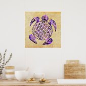 Blume des Lebens / Lebensgefühl - Schildkröte lila Poster (Küche)