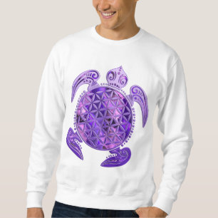 Blume des Lebens / Lebensgefühl - Schildkröte lila Sweatshirt
