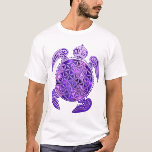 Blume des Lebens / Lebensgefühl - Schildkröte lila T-Shirt