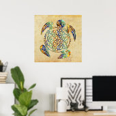 Blume des Lebens / Lebensgefühl - Schildkröte Poster (Heimbüro)